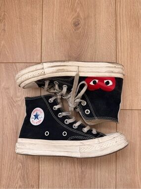 CDG PLAY X CONVERSE BLACK HIGH TOP SNEAKERS